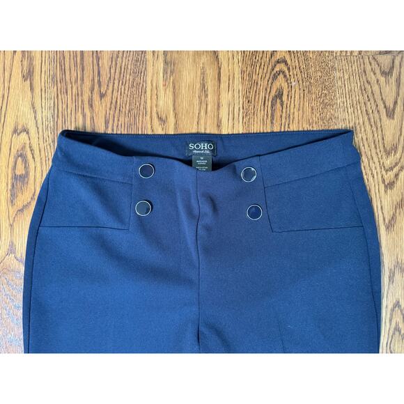 Soho Apparel Navy Blue Stretch Slim Pants Medium Pull-On Ankle Dressy - Picture 3 of 4